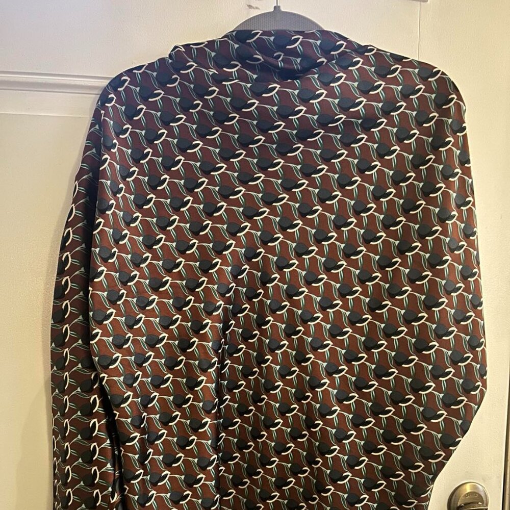 Zara Brown and Blue Patterned Blouse